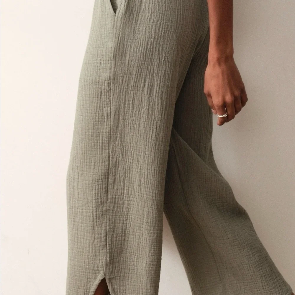 Marine Layer NWT Cali Double Cloth Pant with Elastic-Waist Wide Leg - Shadow - Picture 2 of 5